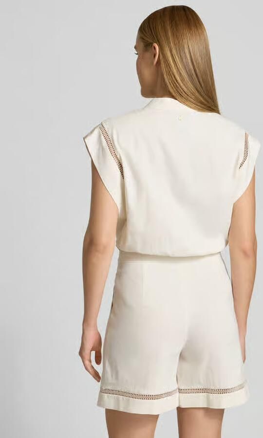 Marc Cain Jumpsuit van linnenmix met opengewerkte borduursels
