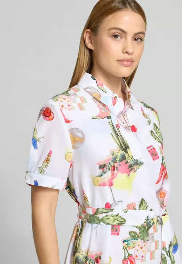Marc Cain Knie-lange overhemdjurk in all-over look