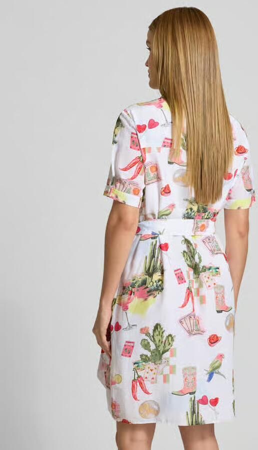 Marc Cain Knie-lange overhemdjurk in all-over look
