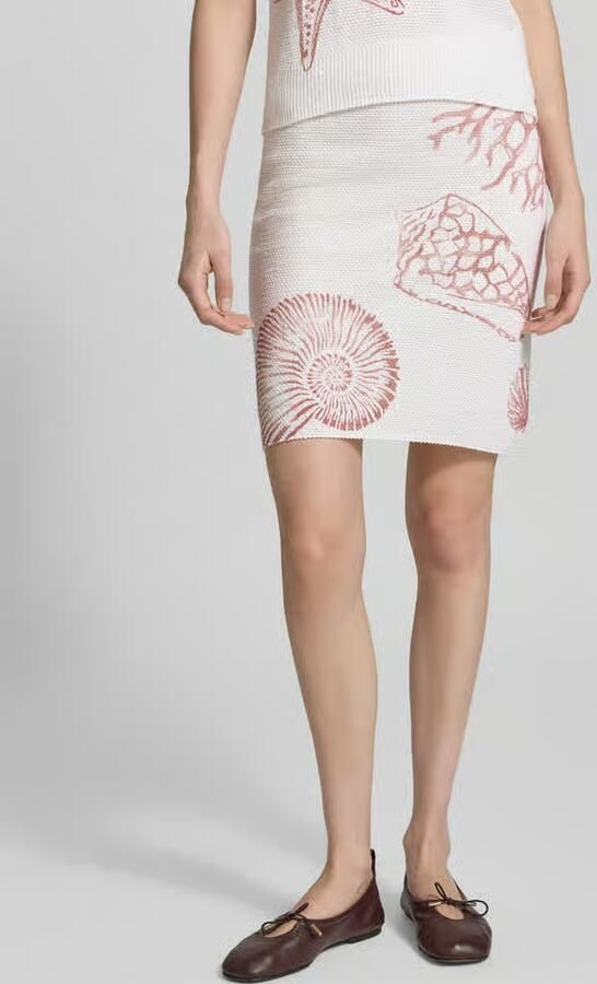Marc Cain Knie-lange rok met all-over motiefprint - Foto 4