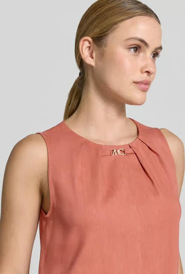 Marc Cain Knie-lange zakelijke jurk van linnenmix met labeldetail