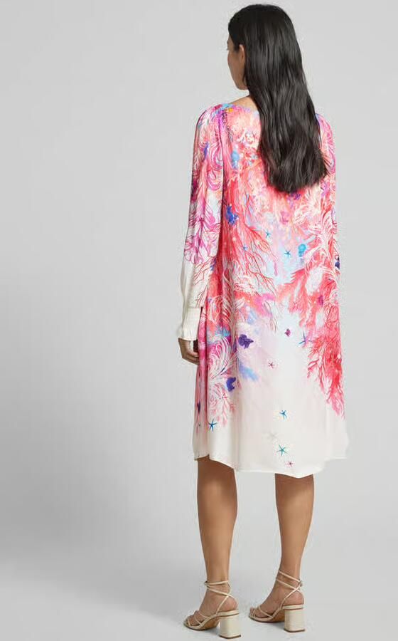 Marc Cain Knielange jurk van viscose met all-over motief