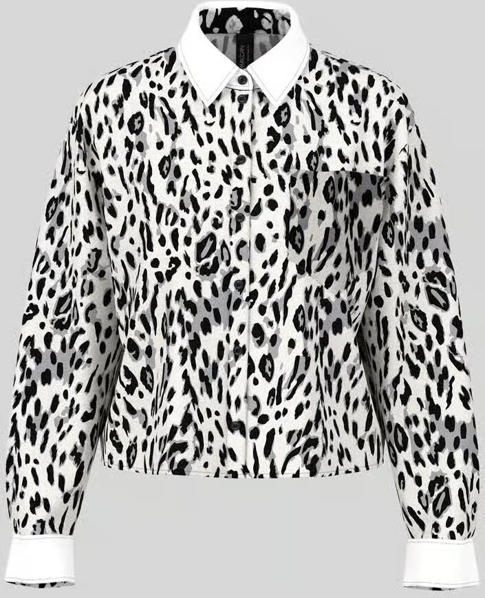 Marc Cain Kort blouse met lange mouwen met contrasterende kraag