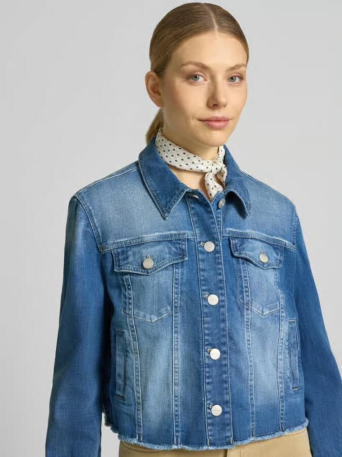 Marc Cain Kort jeansjack met franjes