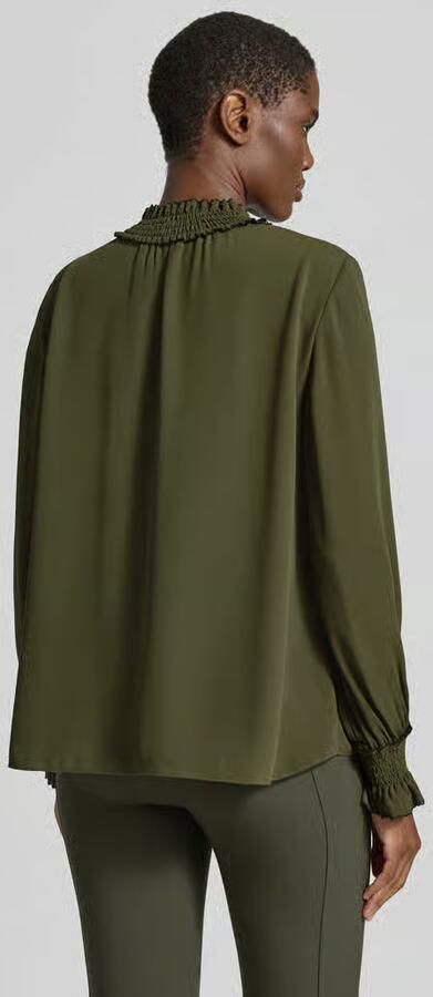 Marc Cain Regular fit blouse met opstaande kraag en smokdetails - Foto 3