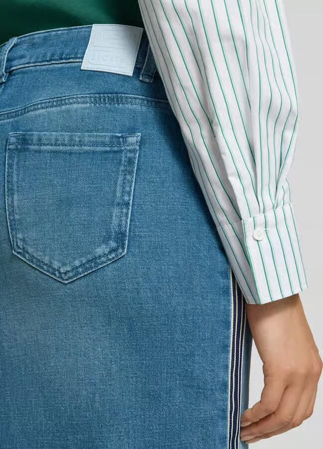 Marc Cain Regular fit midirok in Denimlook met Loopsplit - Foto 2