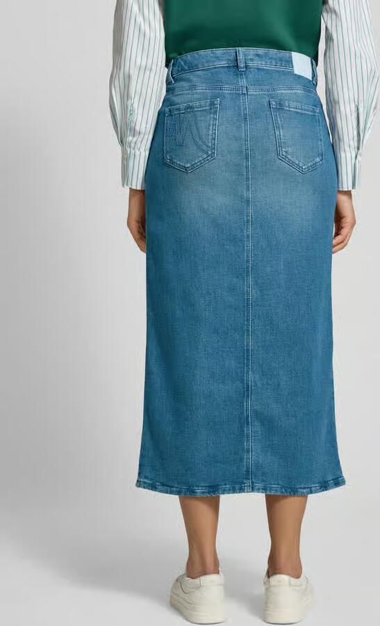 Marc Cain Regular fit midirok in Denimlook met Loopsplit