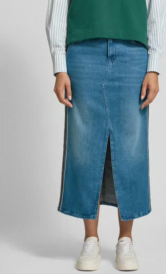 Marc Cain Regular fit midirok in Denimlook met Loopsplit - Foto 3
