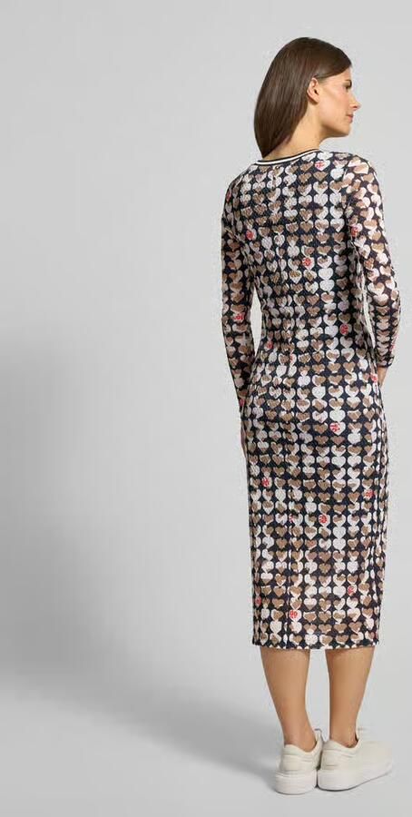 Marc Cain Midi-jurk met geribde ronde hals