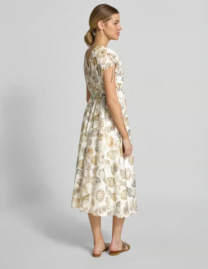 Marc Cain midi-jurk met zijde en knoopsluiting met korte knoopsluiting