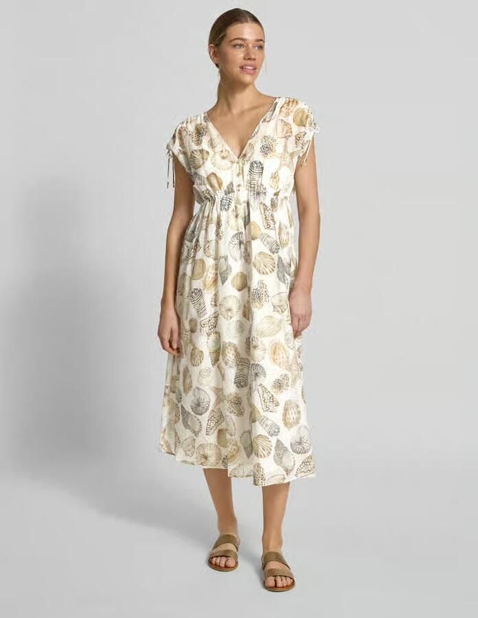Marc Cain midi-jurk met zijde en knoopsluiting met korte knoopsluiting - Foto 2