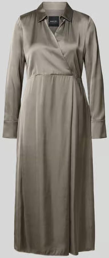 Marc Cain Midi-jurk van viscosemix met V-hals