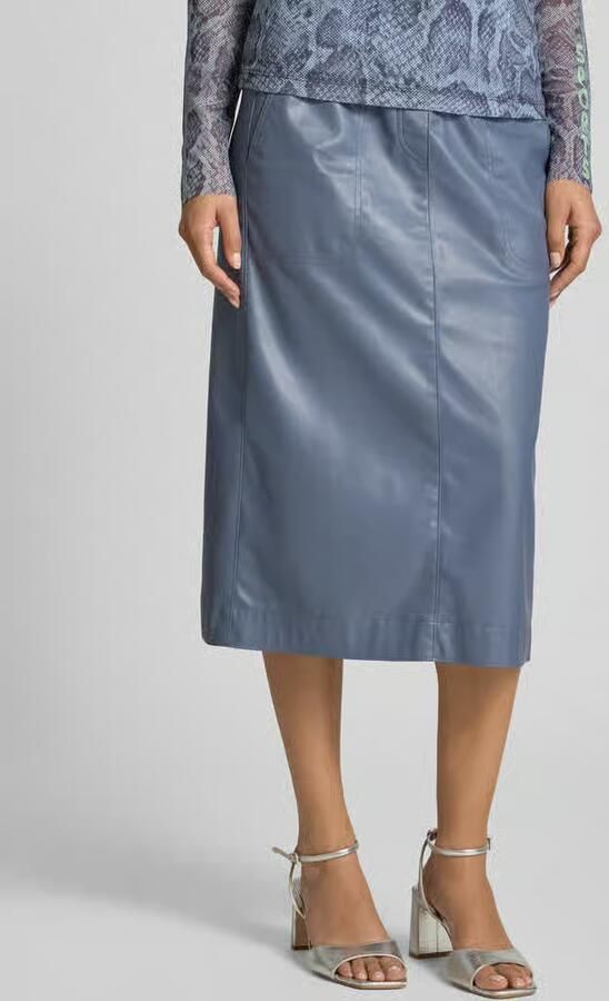 Marc Cain Midirok in leerlook met steekzakken - Foto 2