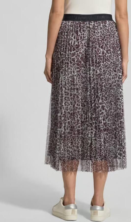 Marc Cain Midirok in geplooide look met all-over dierenprint