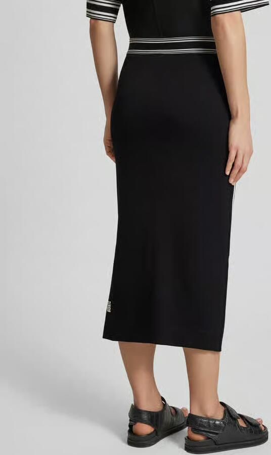 Marc Cain Gestreepte Zijdelingse Split Sportieve Rok Black Dames
