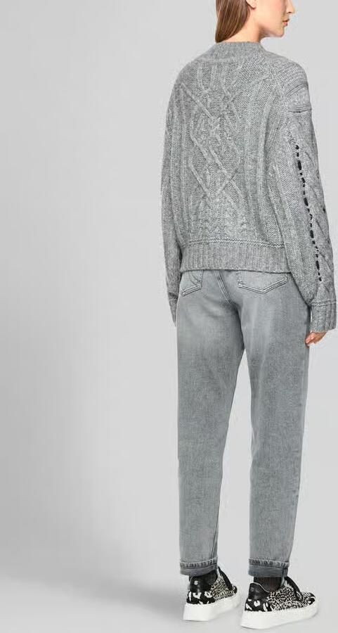 Marc Cain Pullover van mix van wol en alpaca met parelfranjes - Foto 2
