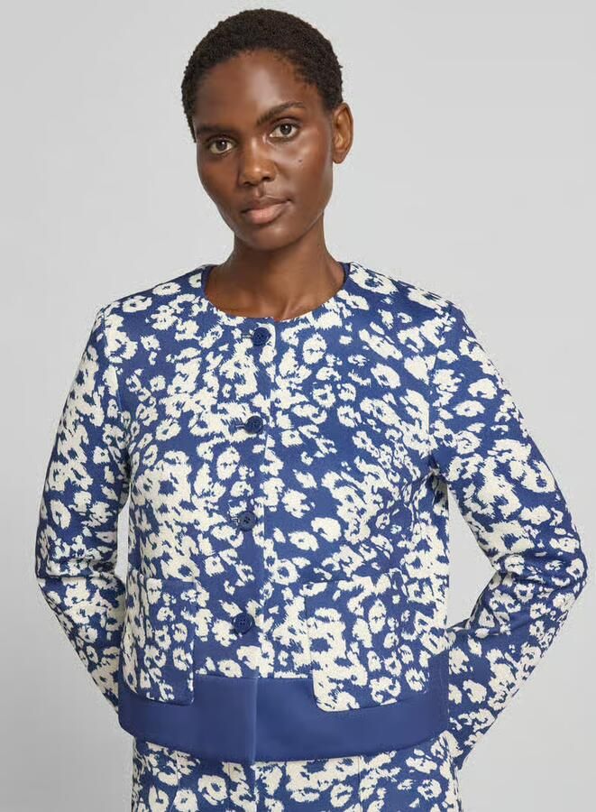 Marc Cain regular fit blazer met een all-over print met bloemenmotief