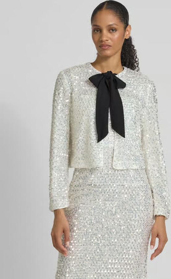 Marc Cain Regular fit blazer met pailletten en strik - Foto 2