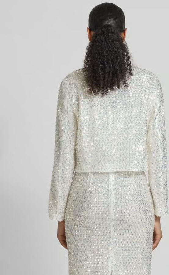 Marc Cain Regular fit blazer met pailletten en strik