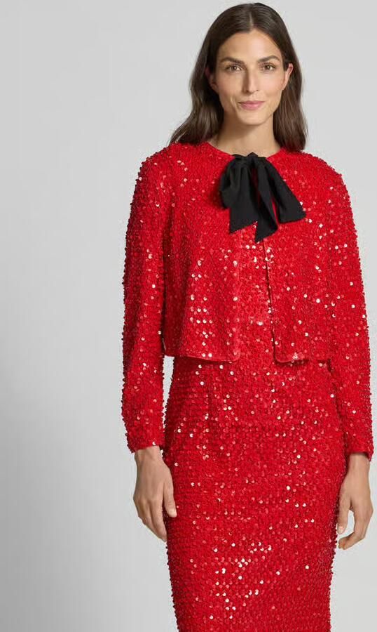 Marc Cain Regular fit blazer met pailletten en strik - Foto 2