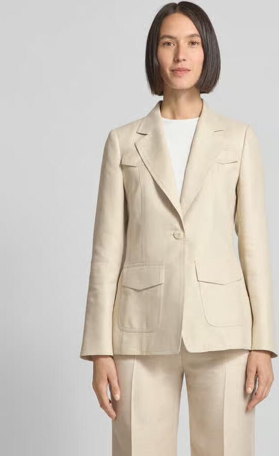 Marc Cain Regular fit blazer van linnenmix met klepzakken - Foto 2