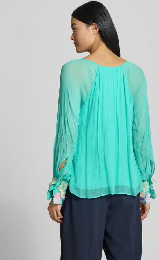 Marc Cain Regular fit blouse met bloemenapplicaties - Foto 3