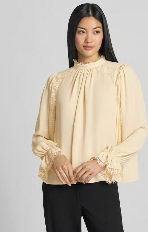 Marc Cain Regular fit blouse met kant - Foto 2