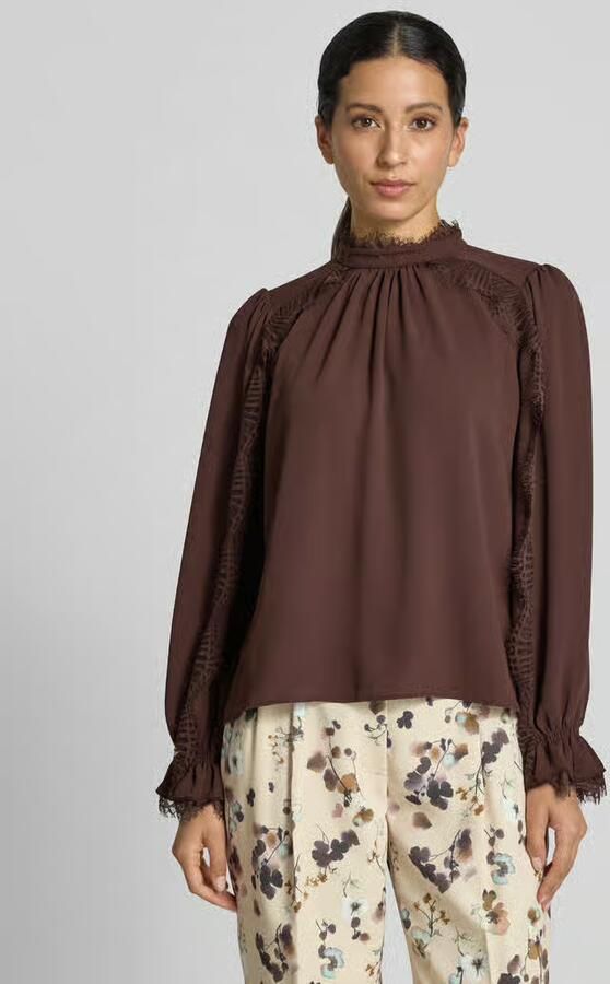 Marc Cain Regular fit blouse met kant - Foto 3