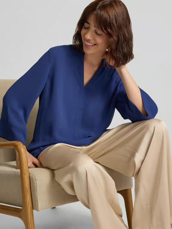 Marc Cain regular fit blouse met V-hals en 3 4-mouw - Foto 2