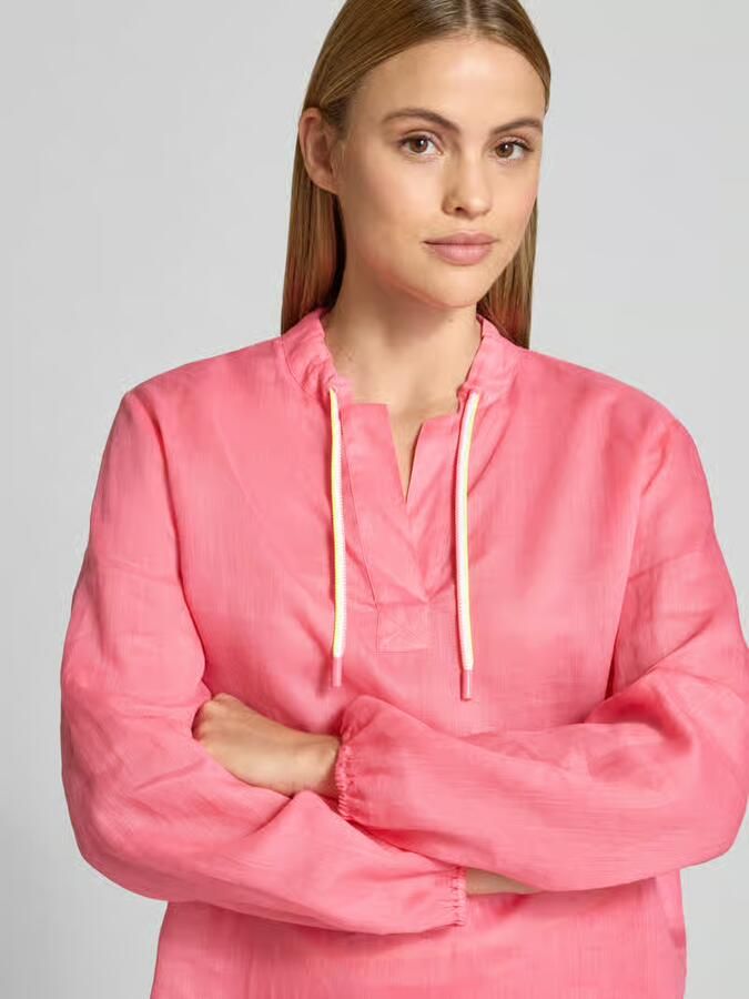 Marc Cain regular fit blouse met V-hals en tunnelkoord