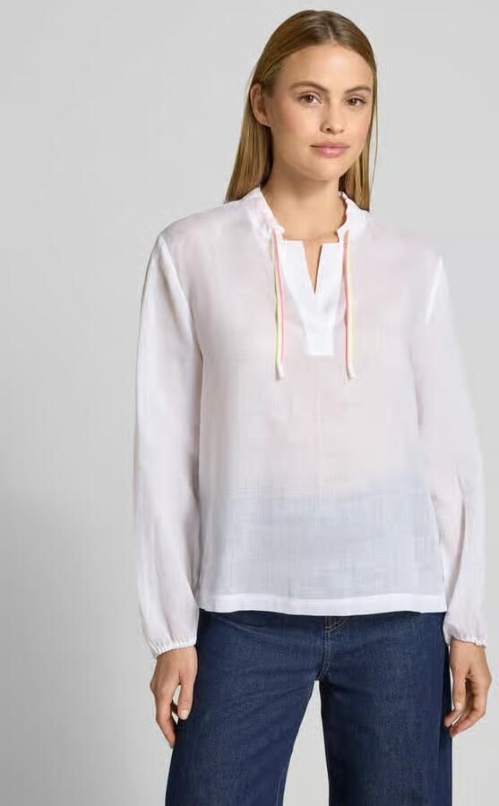 Marc Cain regular fit blouse met V-hals en tunnelkoord - Foto 4