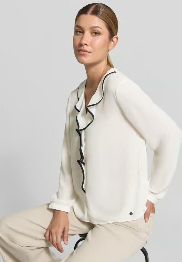 Marc Cain regular fit blouse met volants - Foto 2