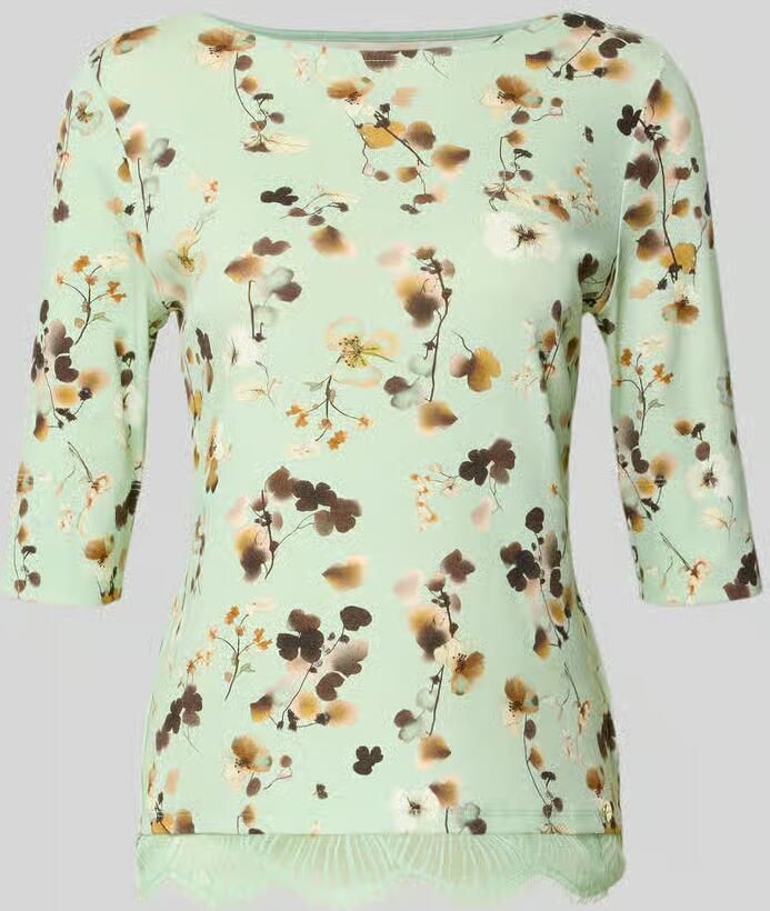Marc Cain Regular fit blouse van katoenmix met kant