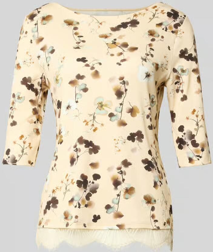 Marc Cain Regular fit blouse van katoenmix met kant