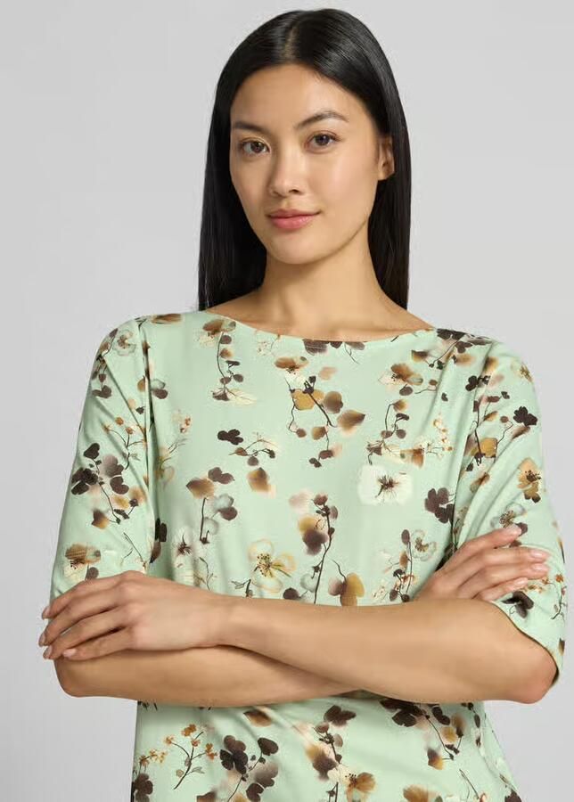Marc Cain Regular fit blouse van katoenmix met kant - Foto 2