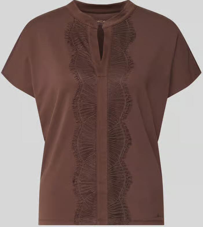 Marc Cain Regular fit blouse van katoenmix met kant - Foto 2