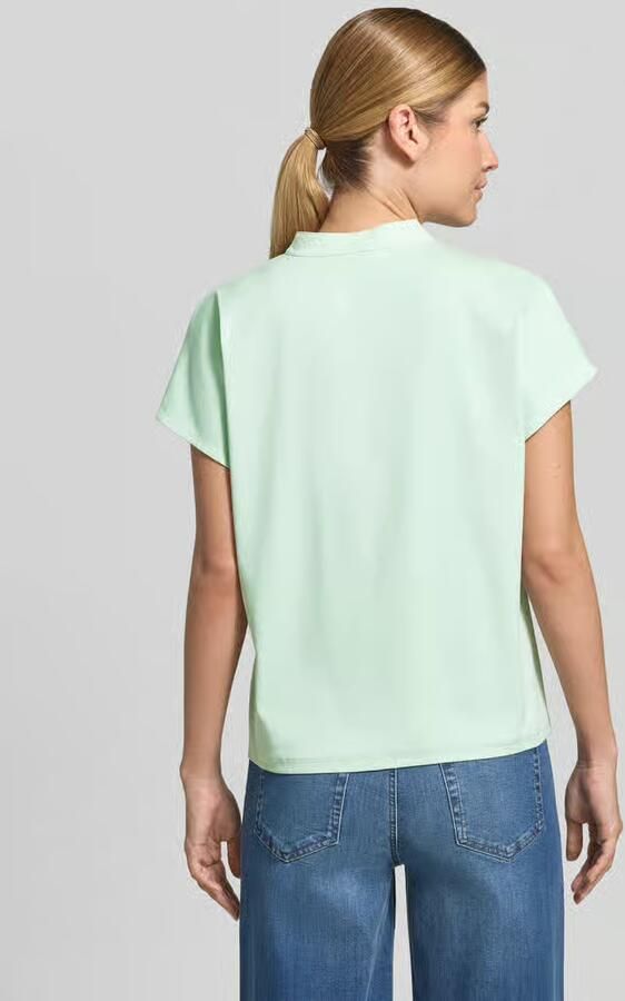 Marc Cain Regular fit blouse van katoenmix met kant - Foto 2