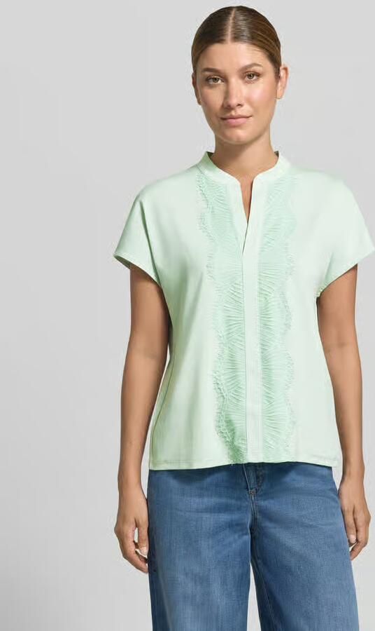 Marc Cain Regular fit blouse van katoenmix met kant - Foto 3