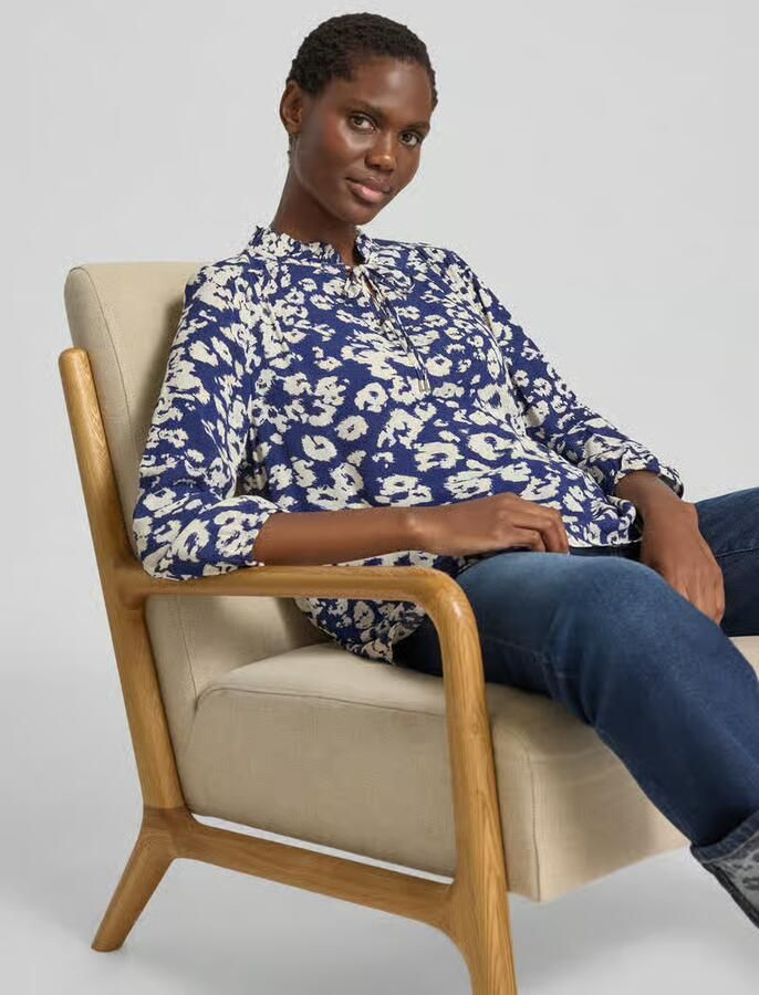 Marc Cain Regular fit blouse van viscose met 3 4-mouw