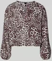 Marc Cain Regular fit blouse van viscosemix met all-over dierenprint