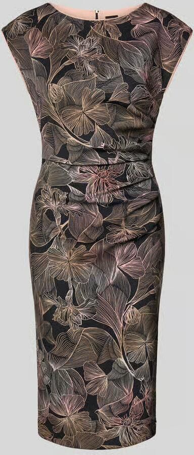 Marc Cain Regular fit kokerjurk met all-over bloemenprint