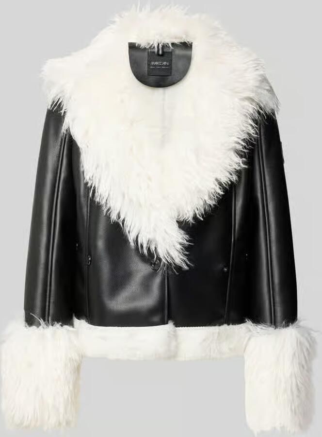 Marc Cain Regular fit kunstleren jack met dubbele knoopsluiting model 'SPORTS D'