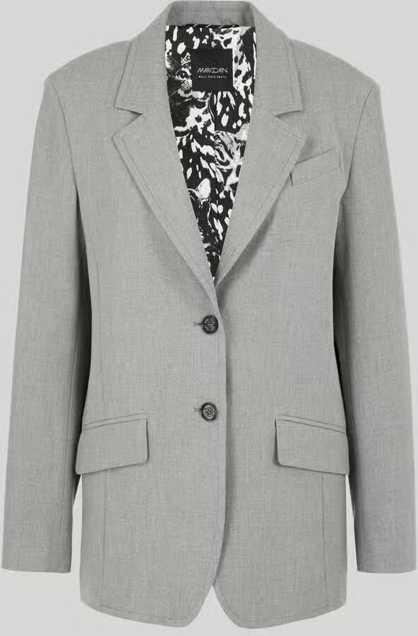 Marc Cain Regular fit lange blazer met contrasterende strepen