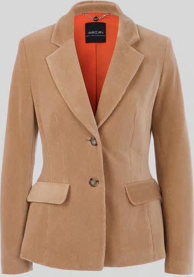 Marc Cain Regular fit lange blazer met corduroystructuur