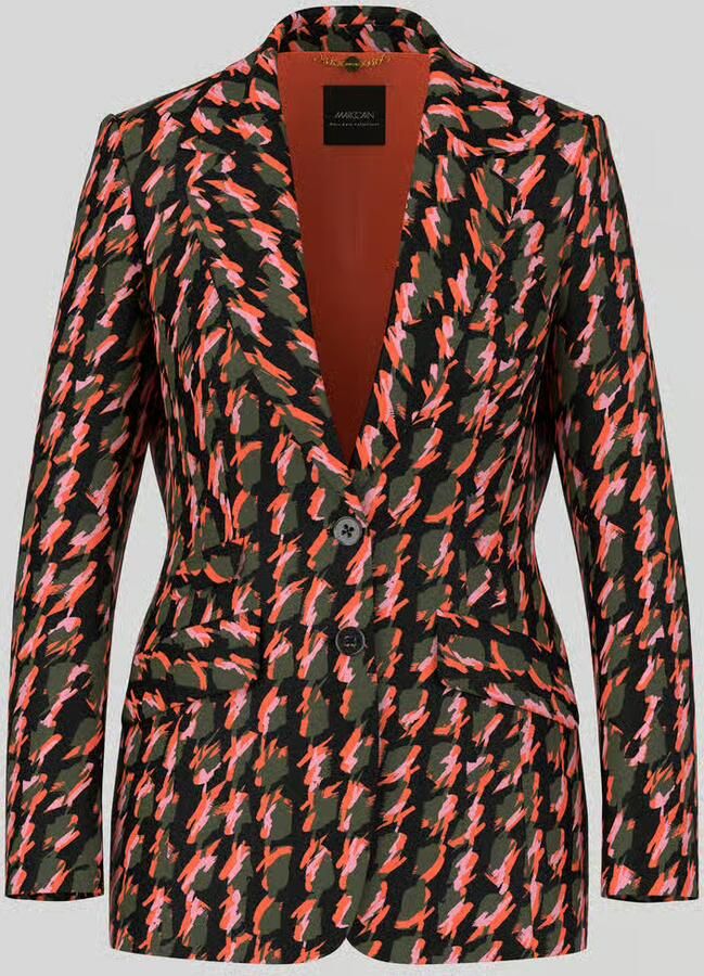 Marc Cain Regular fit lange blazer met labeldetail