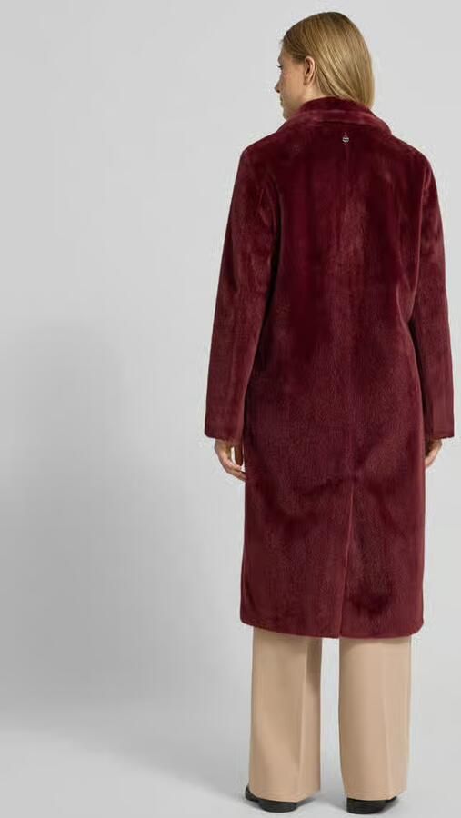Marc Cain Regular fit lange jas van teddybont in maxilengte