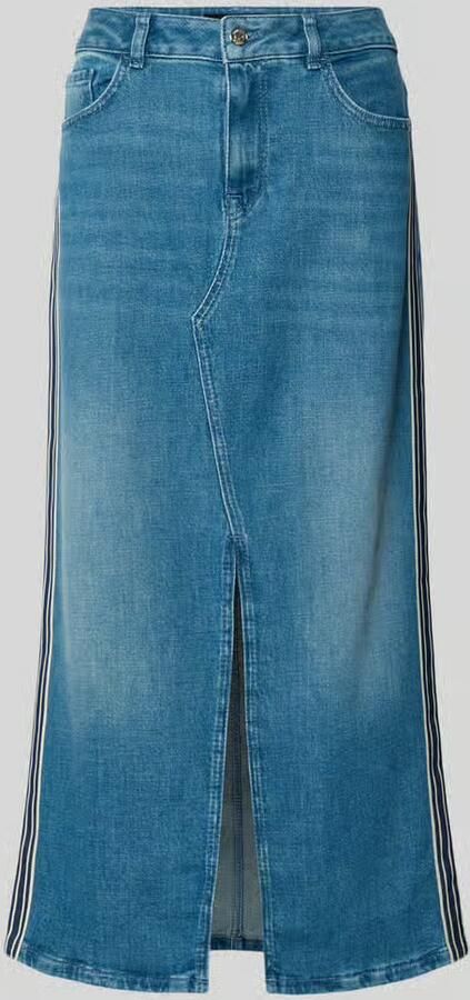 Marc Cain Regular fit midirok in Denimlook met Loopsplit