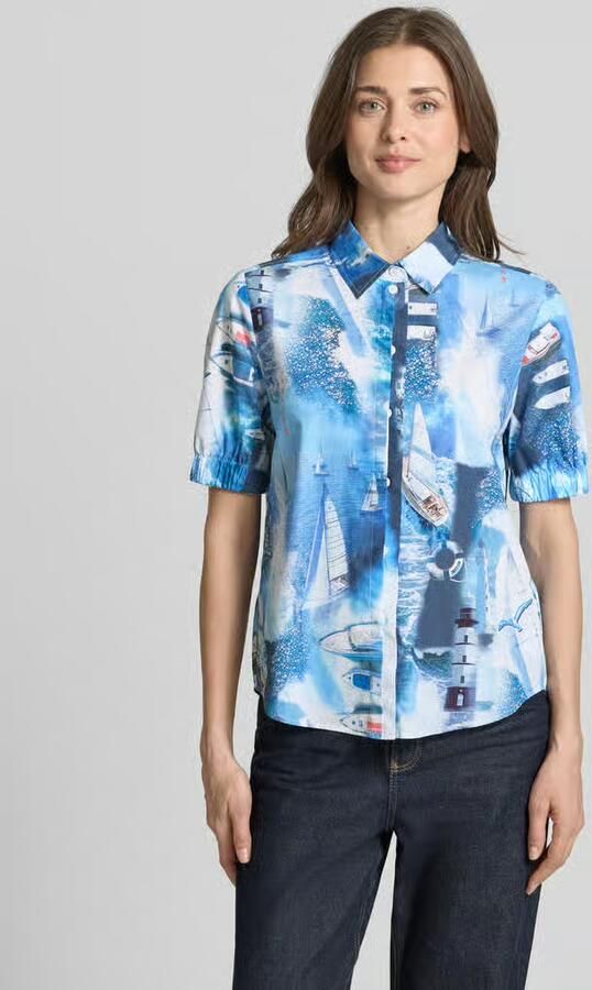 Marc Cain regular fit overhemdblouse met all-over motiefprint - Foto 4