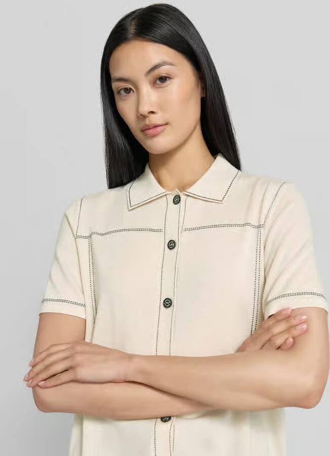 Marc Cain regular fit overhemdblouse met mix van viscose en kasjmier - Foto 2