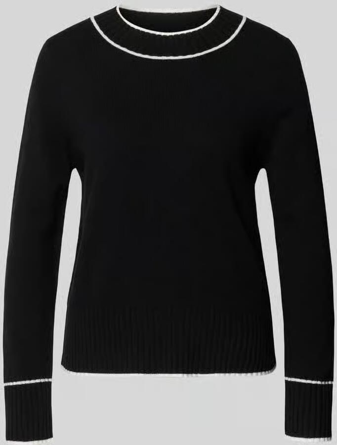 Marc Cain Regular fit pullover van wol alpaca met contrasterende strepen